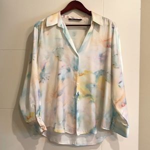 Zara watercolor blouse
